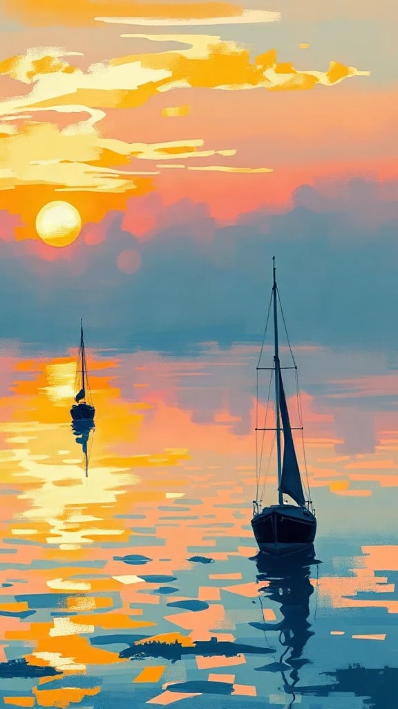 Sailboat On A Calm Impressionist