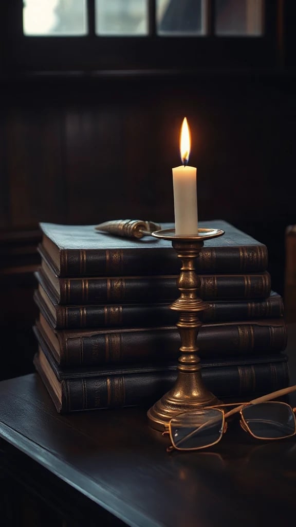Vintage Books and Candle