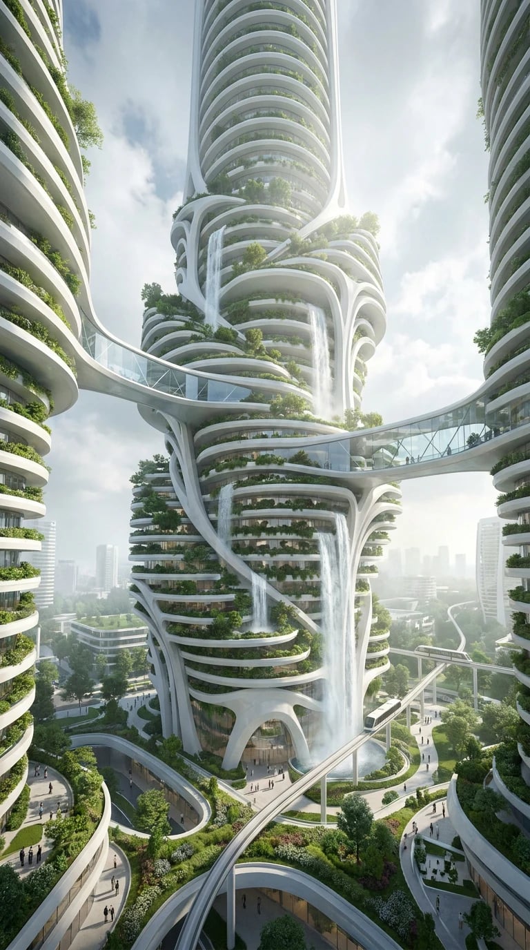 Futuristic Vertical Garden Tower
