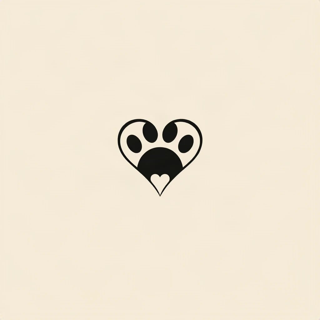 Line Art Paw Heart Logo