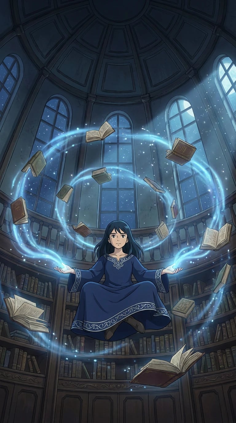 Floating Librarian Witch in Grand Hall