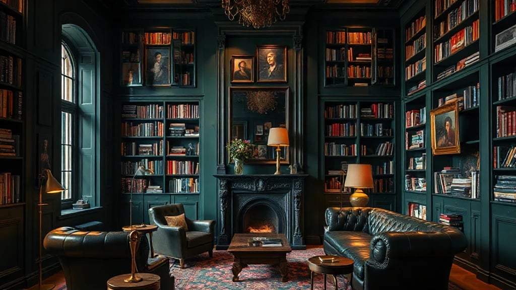 Dark Moody Library Lounge