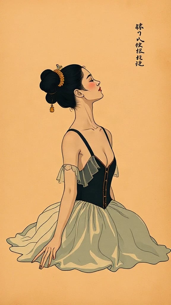 Ballerina Resting Backstage Ukiyo-e