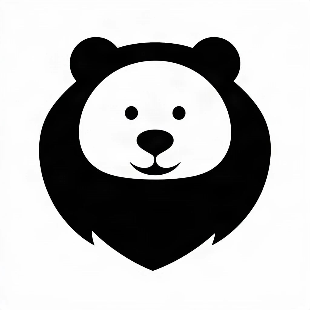 Negative Space Bear Head Logo