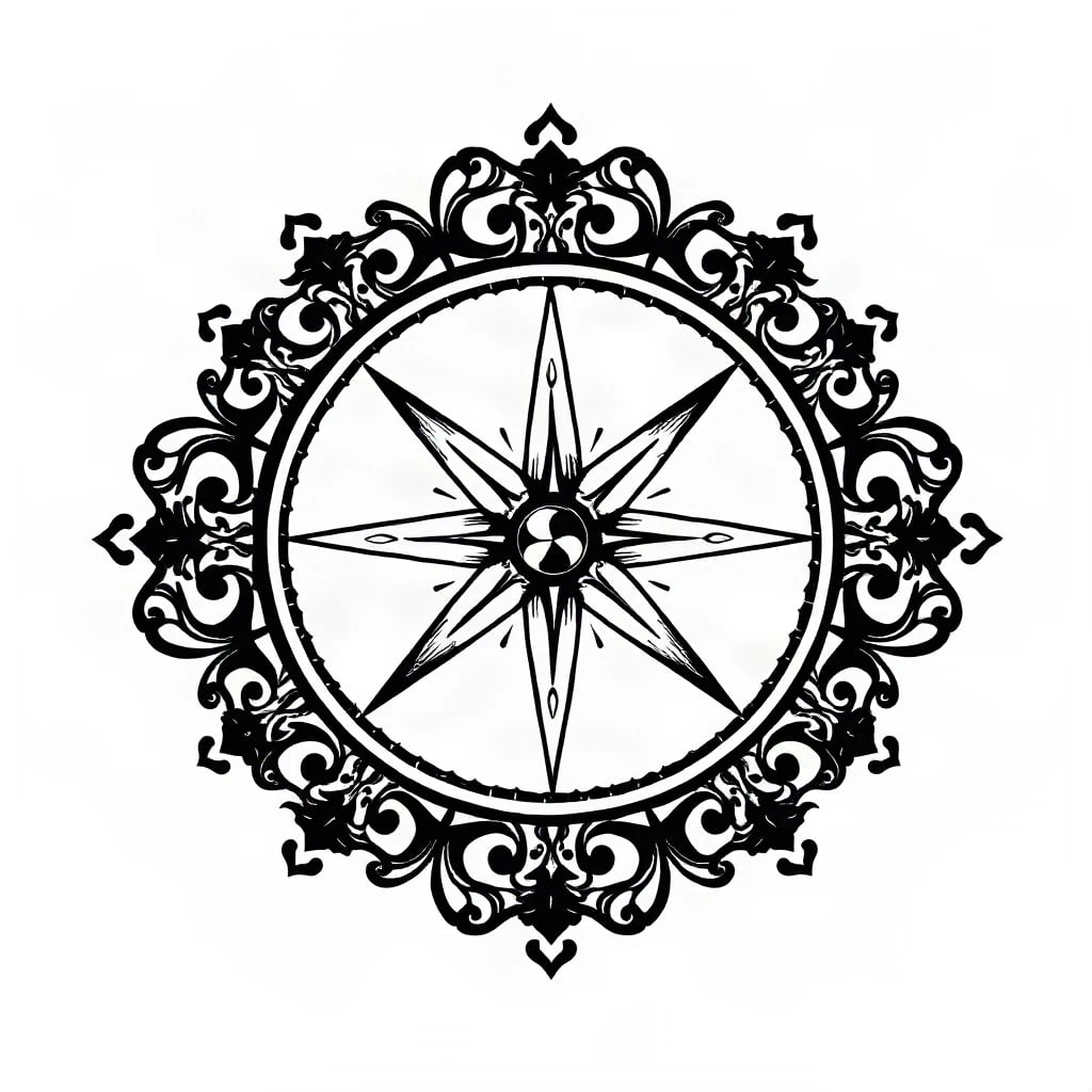 Ornamental Compass Tattoo