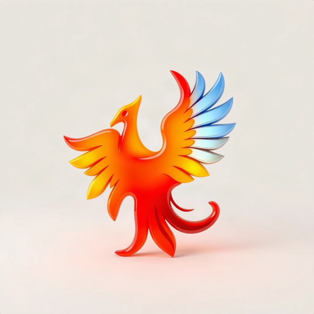 3D Glossy Phoenix Logo