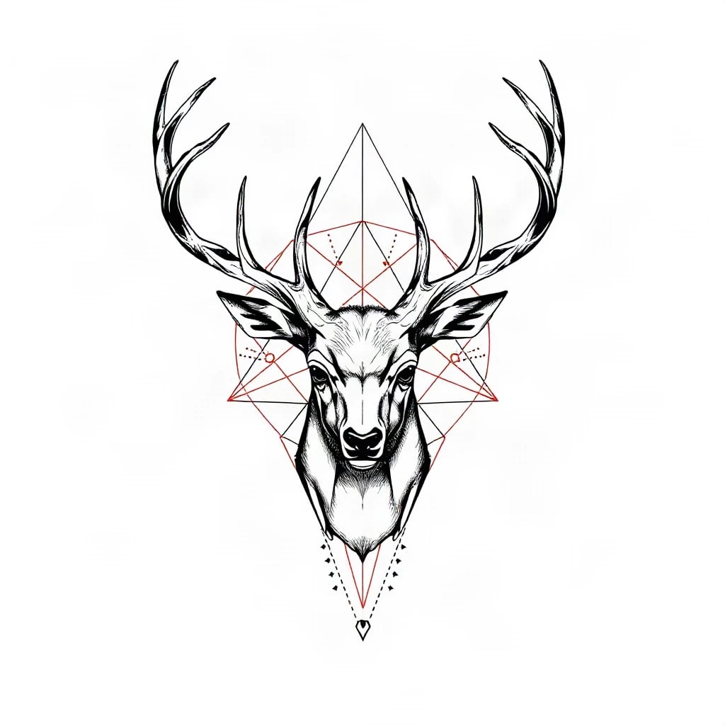 Geometric Deer Tattoo