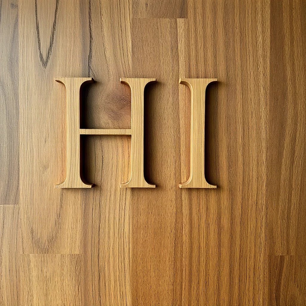 Wooden Carved Hi Typography