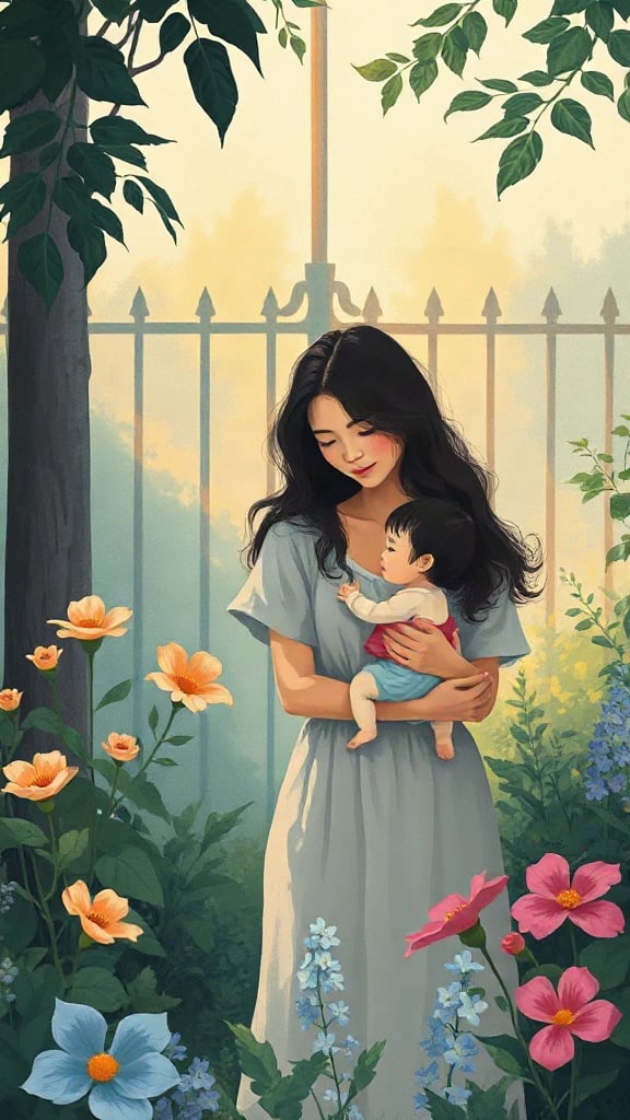 Mother And Child In Gouache