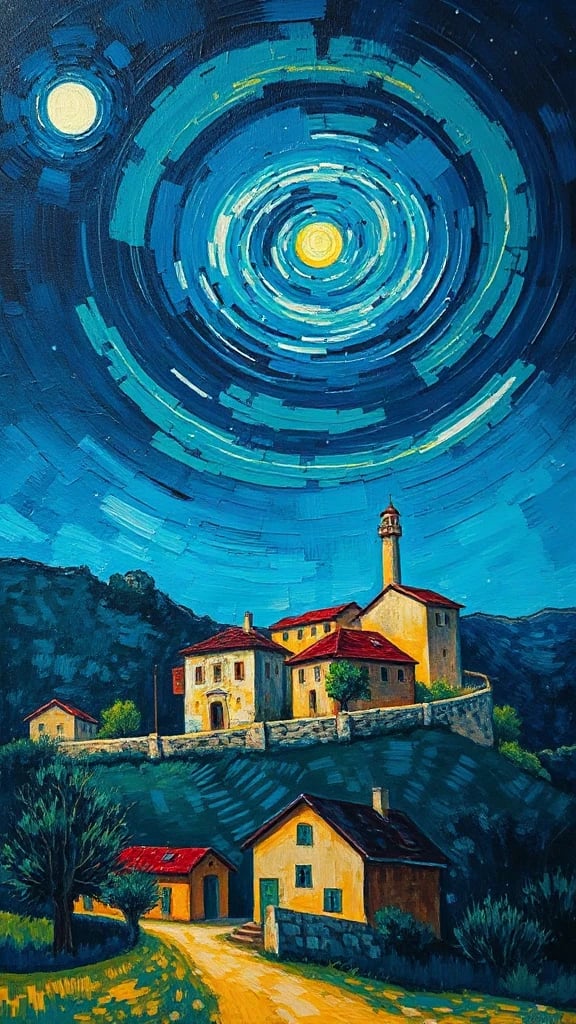 Starry Village Night