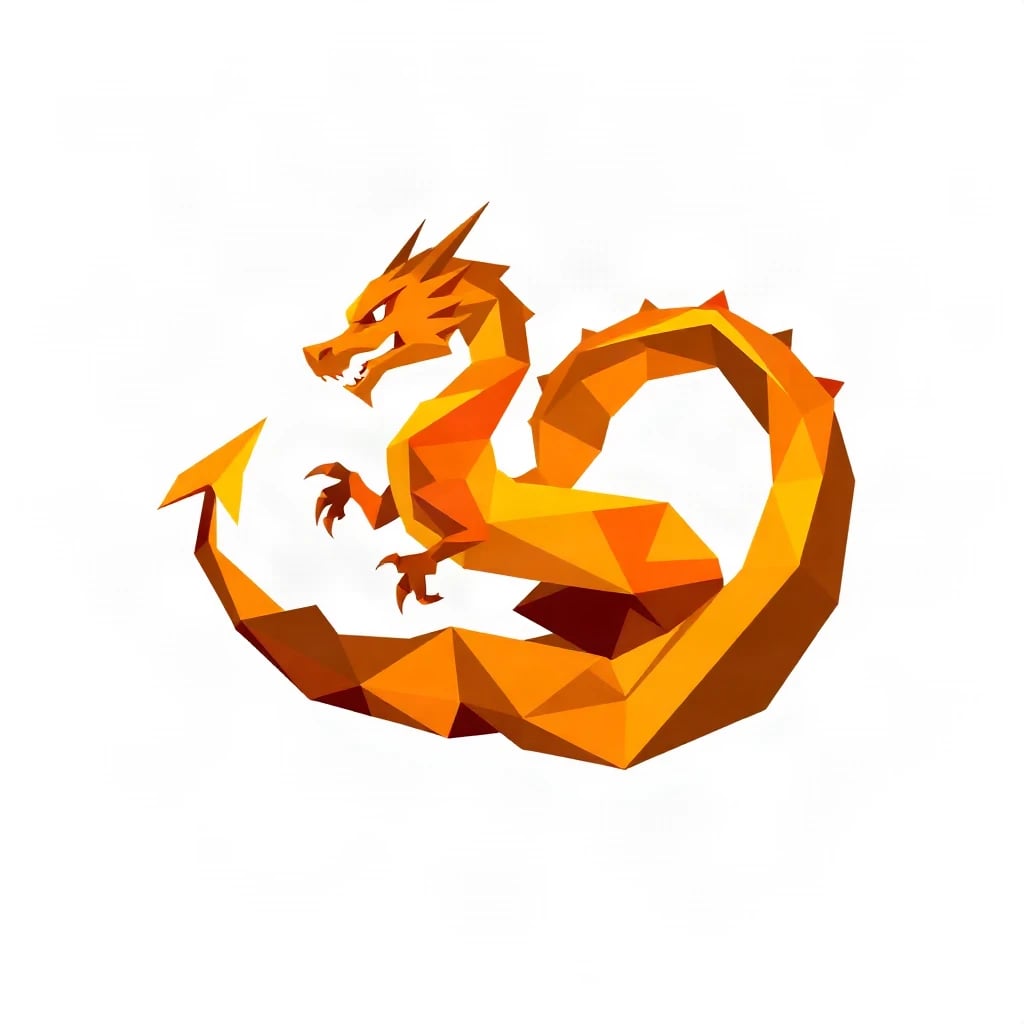 Geometric Low Poly Dragon Logo