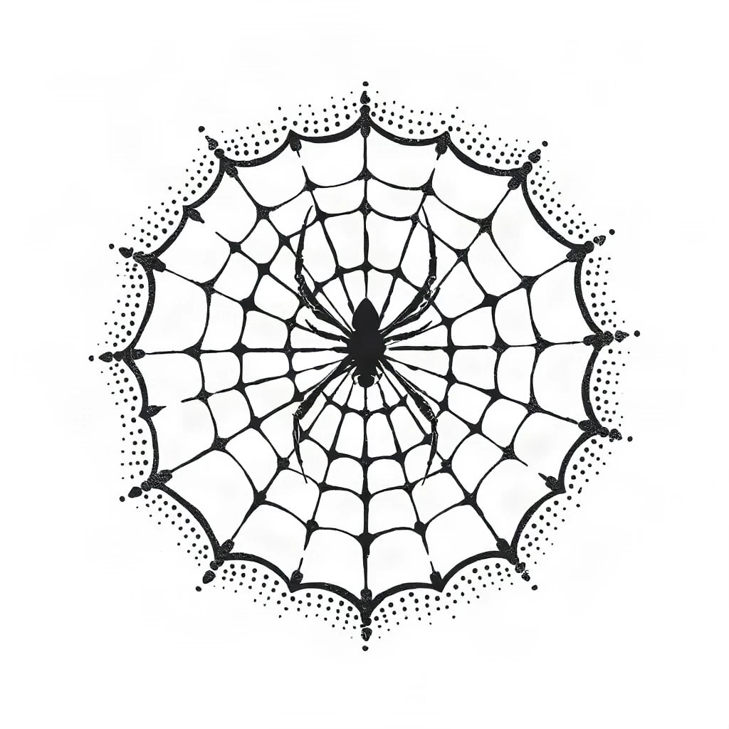 Dotwork Spider Web Tattoo