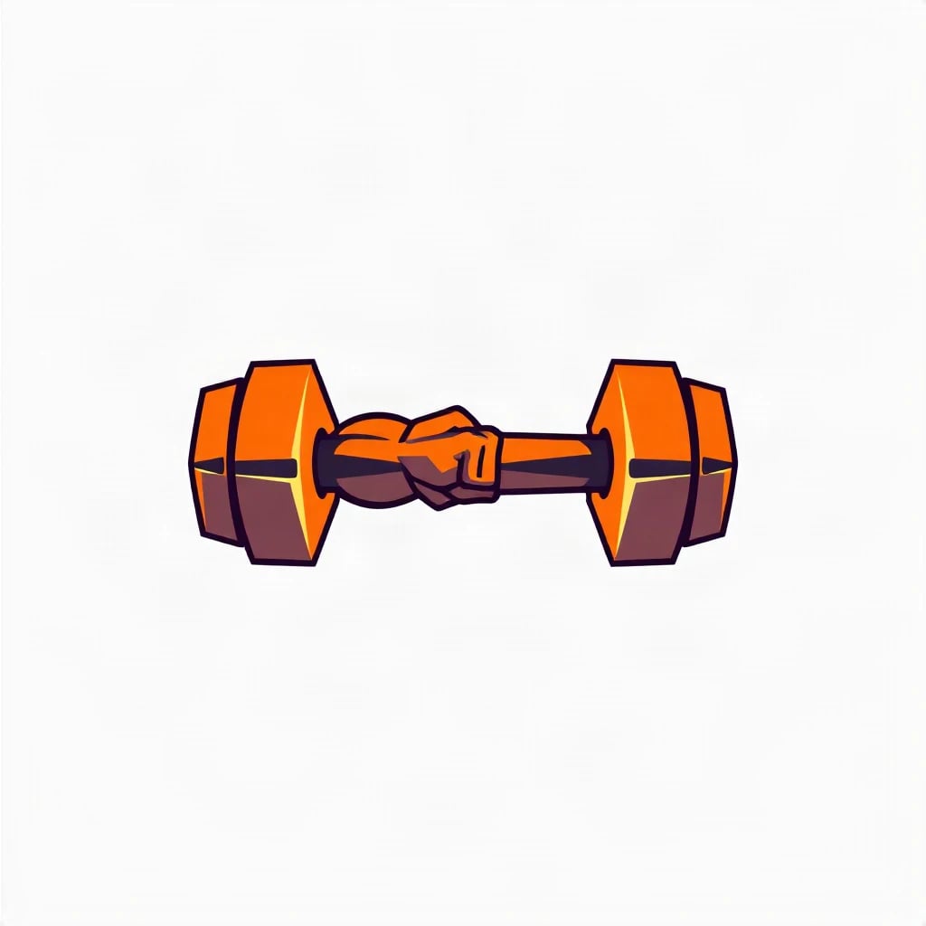 Geometric Low Poly Dumbbell Logo