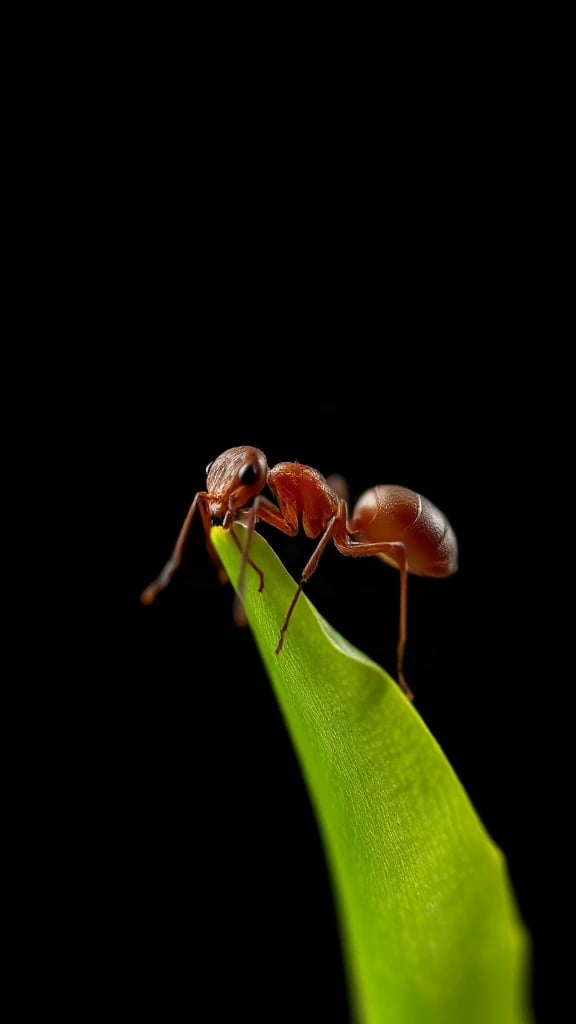 Ant Carrying Leaf Macro Studio