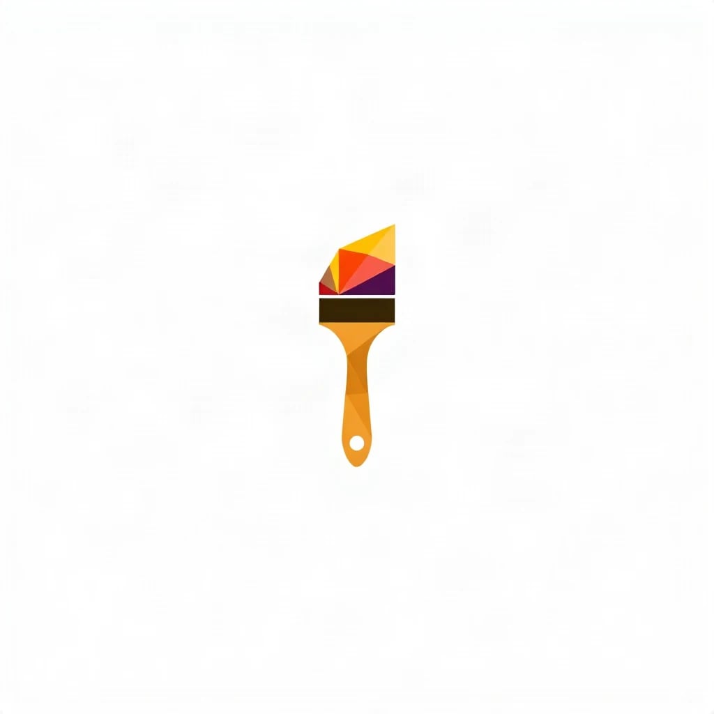 Geometric Low Poly Paint Brush Logo