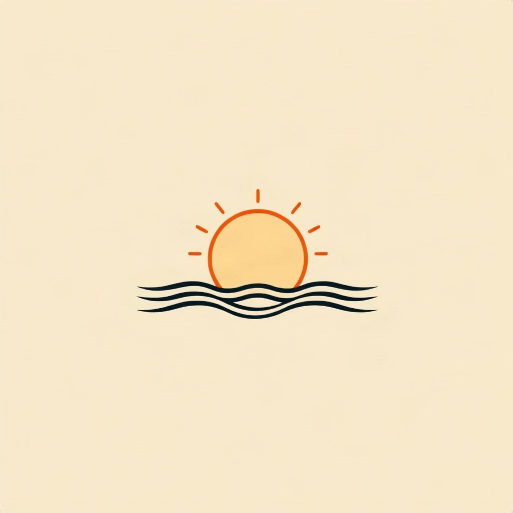 Line Art Sun Waves Logo
