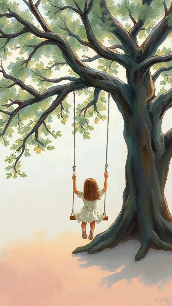 Girl On A Swing Pastel