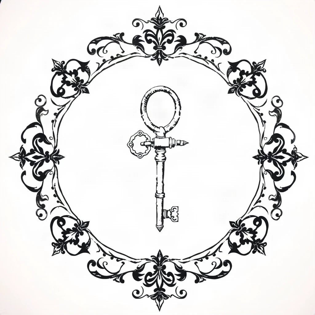 Ornamental Key And Lock Tattoo