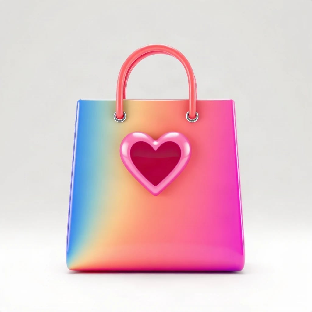 3D Glossy Shopping Bag Logo