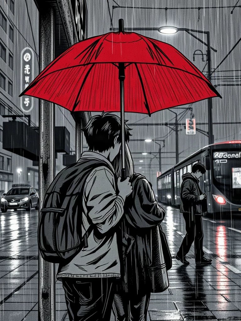 Rainy Bus Stop