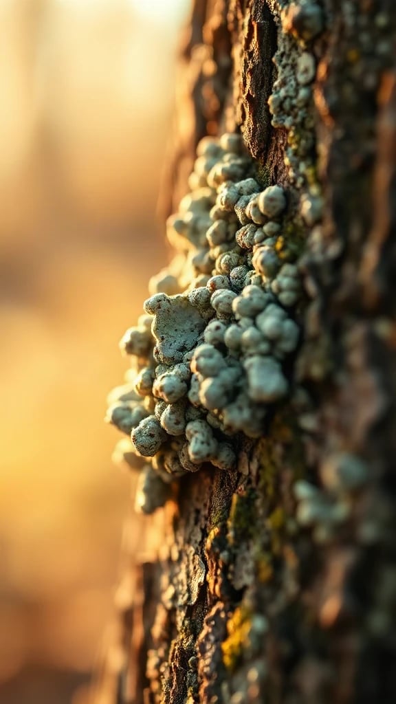 Tree Bark Lichen Macro Golden