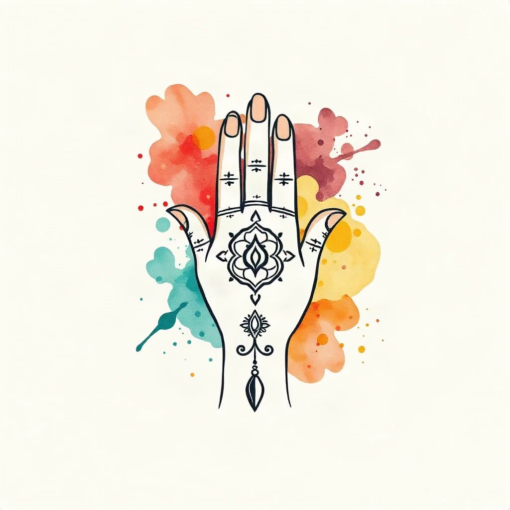 Watercolor Hand Of Fatima Tattoo