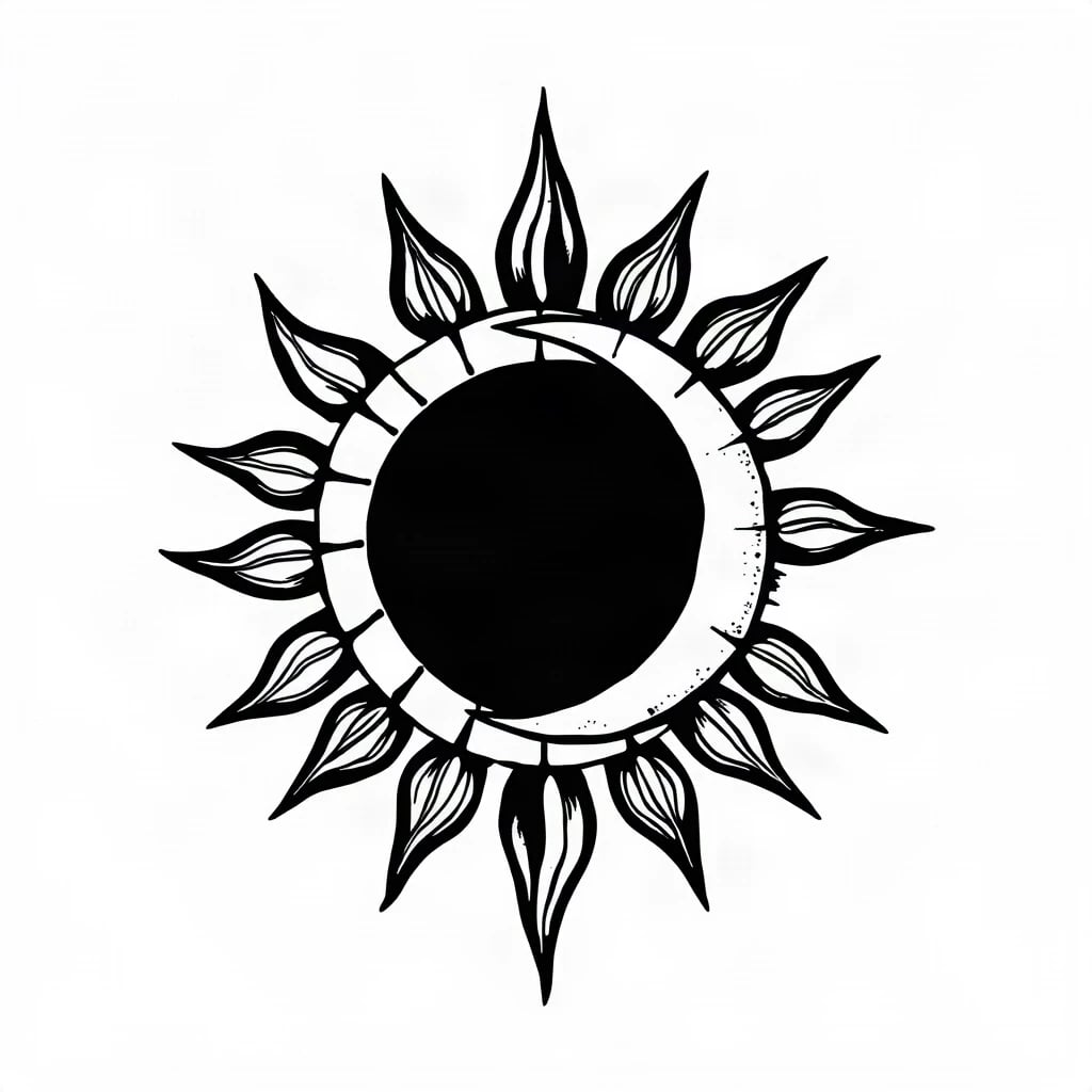 Blackwork Sun And Moon Tattoo