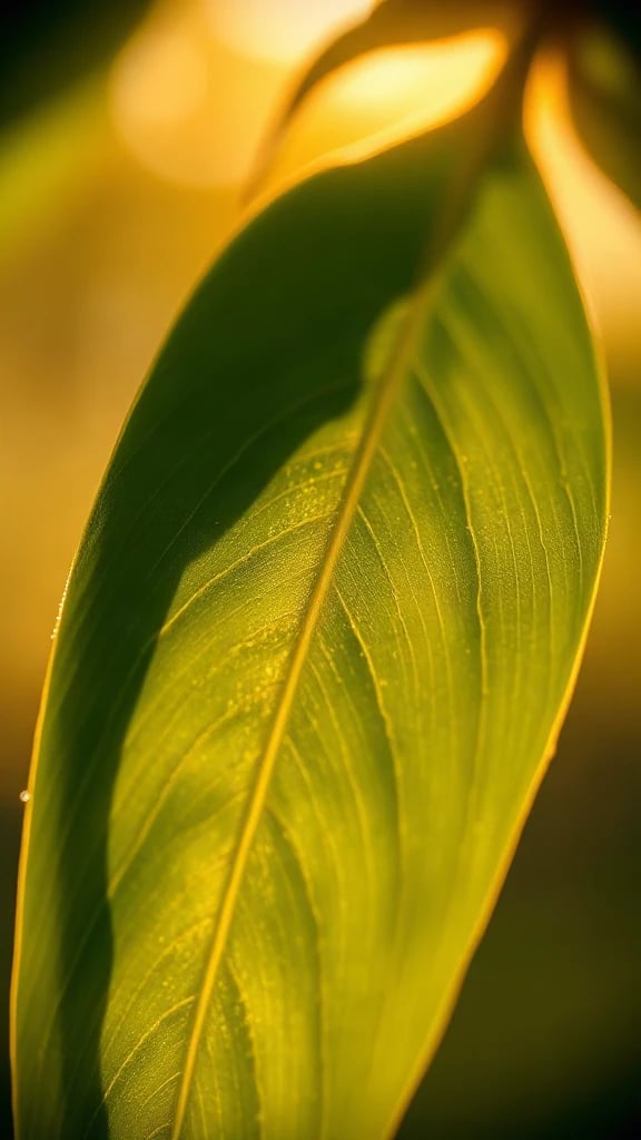 Leaf Veins Macro Golden