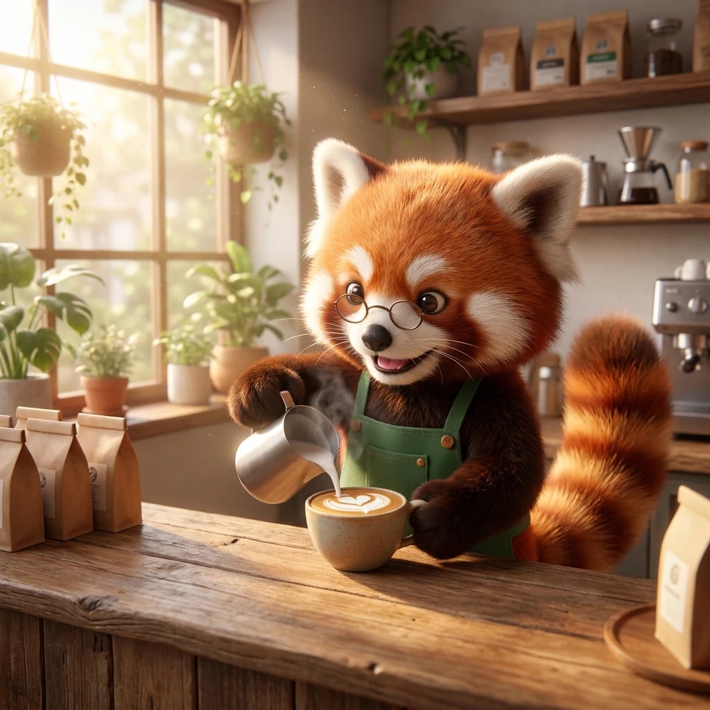 Panda Merah Barista Kafe Pagi