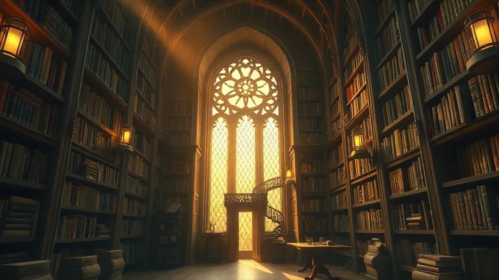 Cozy Wizard Tower Library Interior Matte Painting