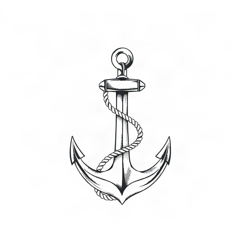 Fine Line Anchor Tattoo