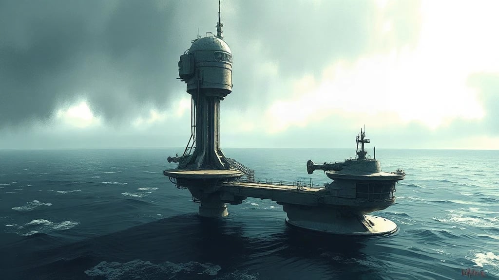 Futuristic Space Elevator Rising From Painterly Sketch