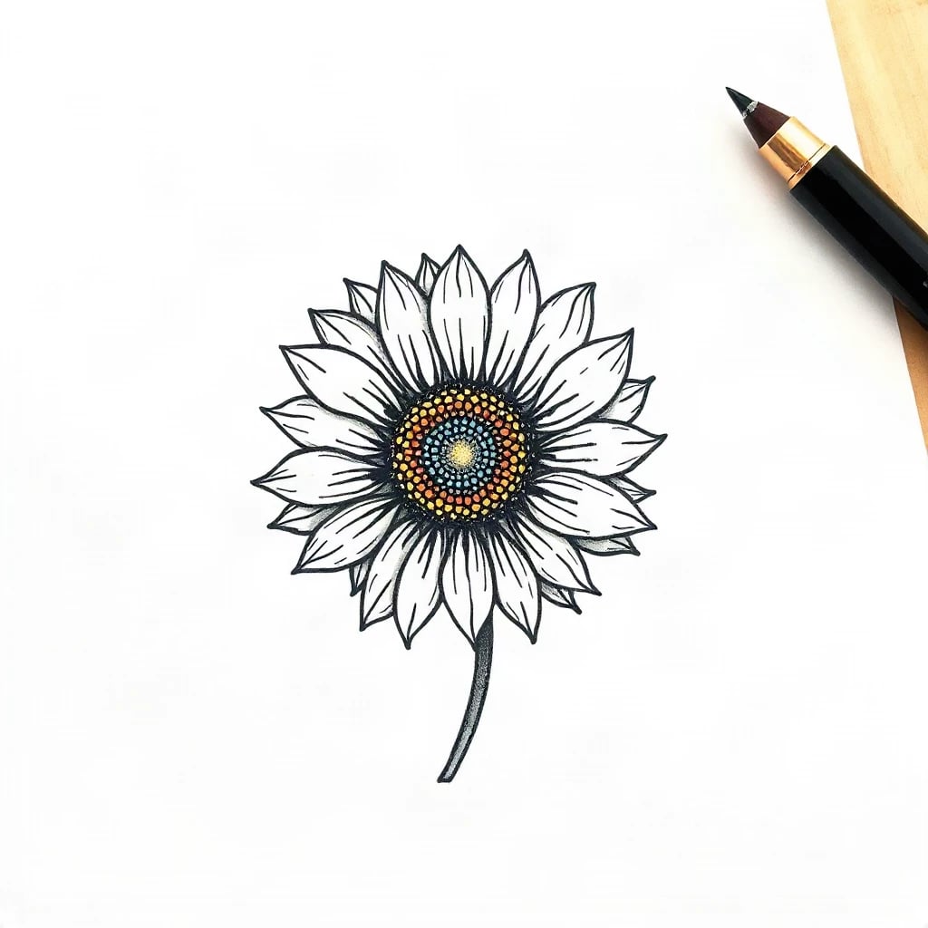 Minimalist Sunflower Tattoo