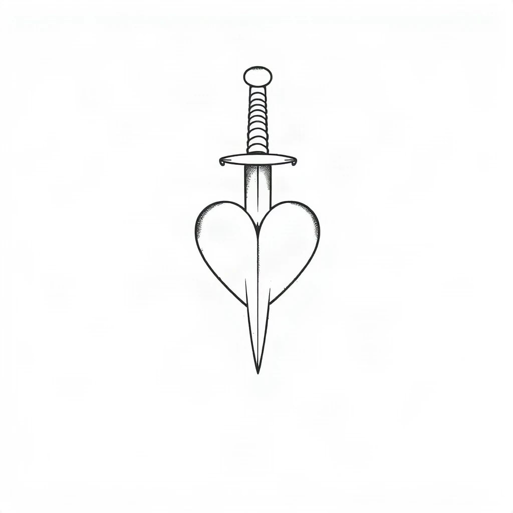 Fine Line Dagger Tattoo