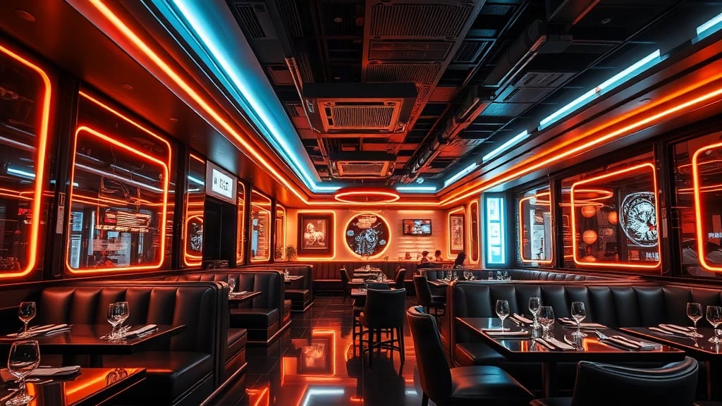 Cyberpunk Neon Restaurant