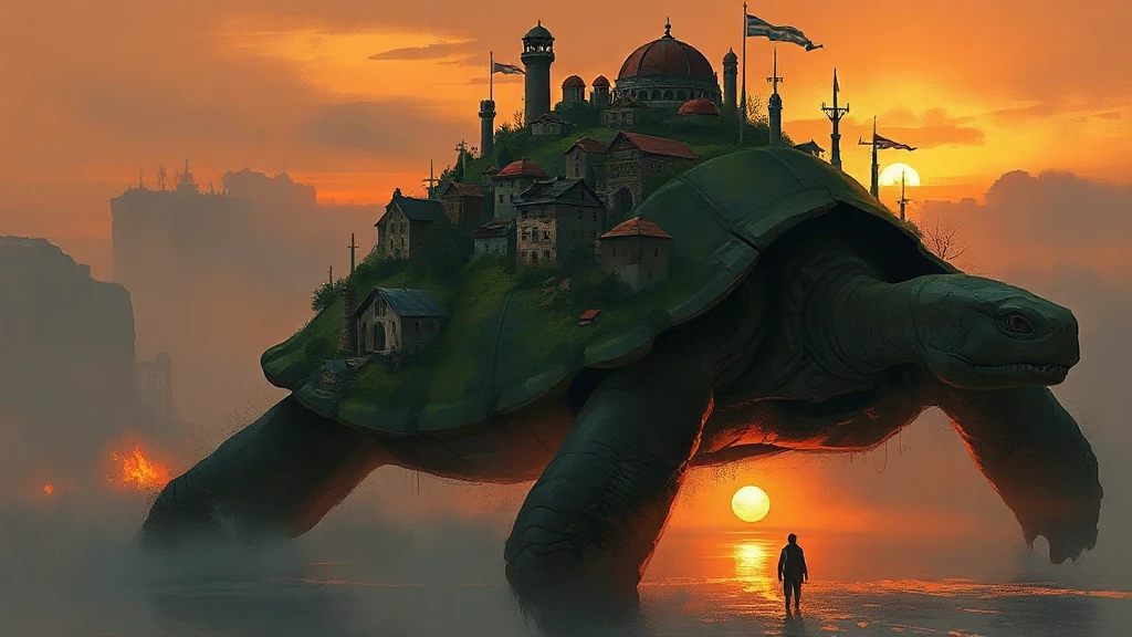 City Built On The Back Painterly Sketch