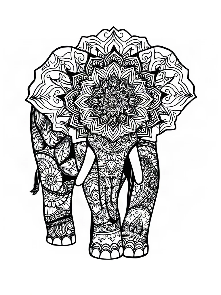 Mandala Elephant Coloring
