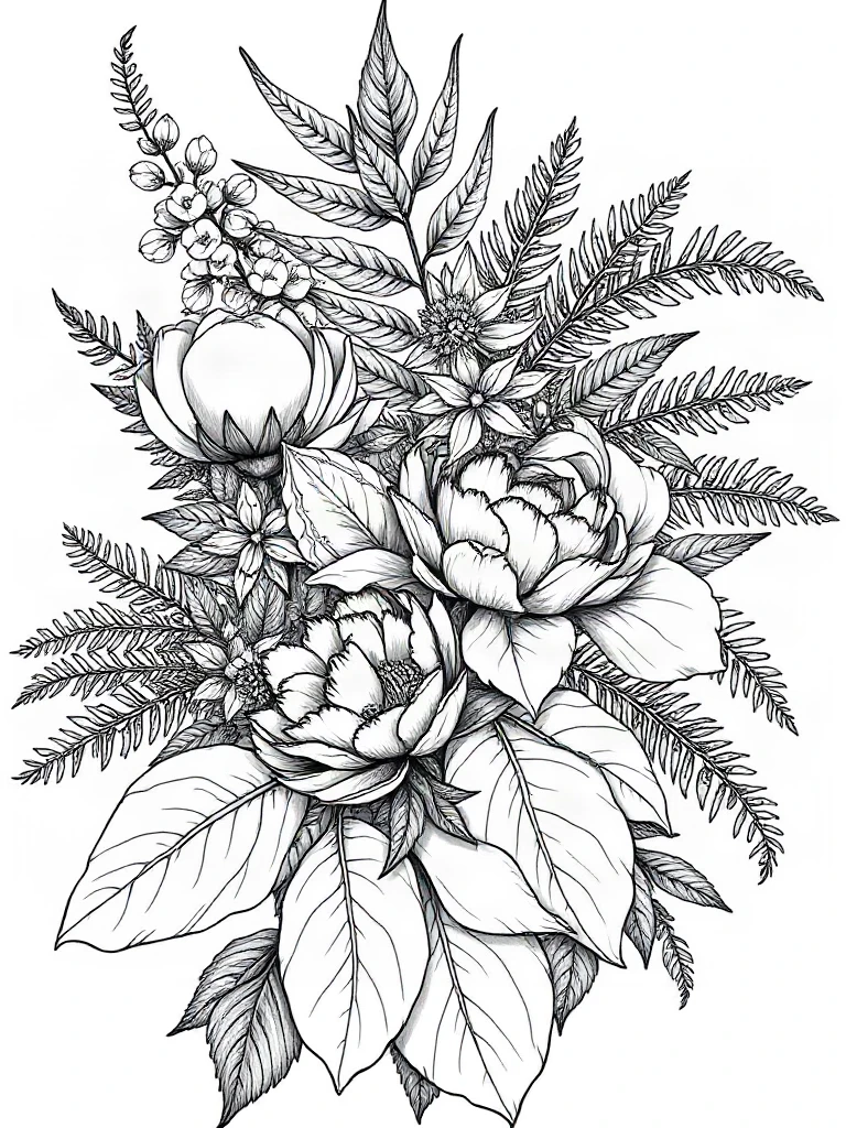 Botanical Leaves Coloring