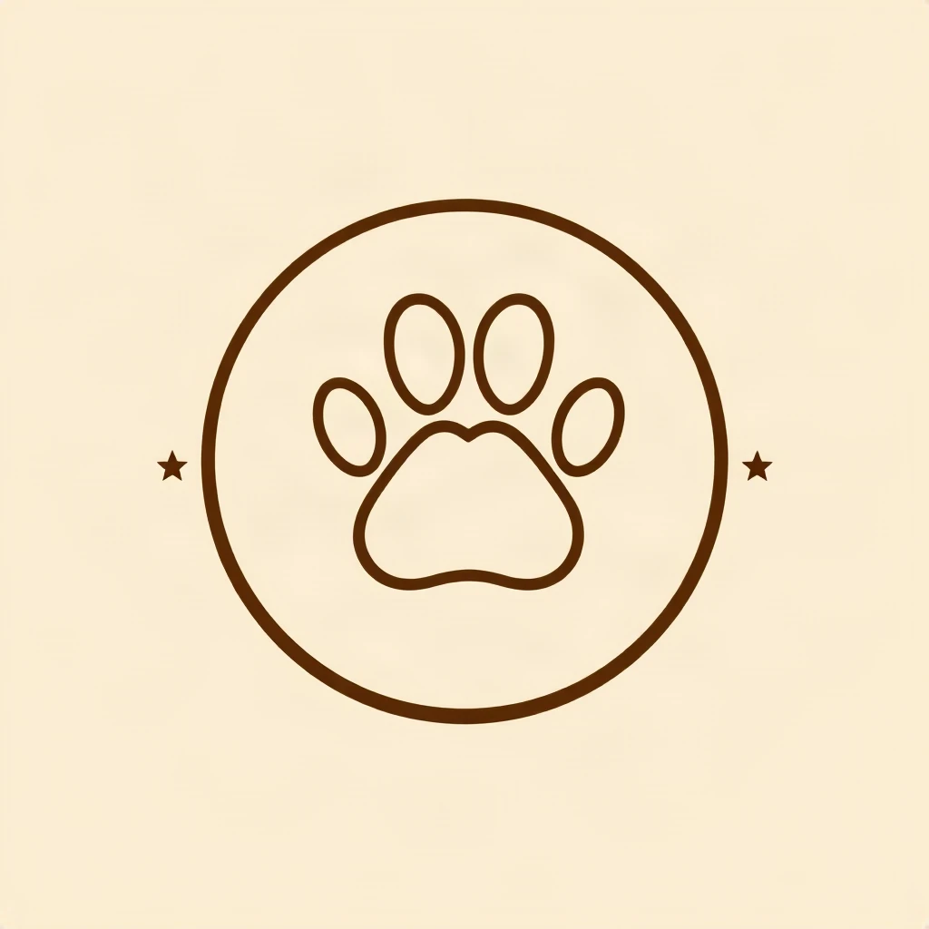 Retro Emblem Paw Heart Logo