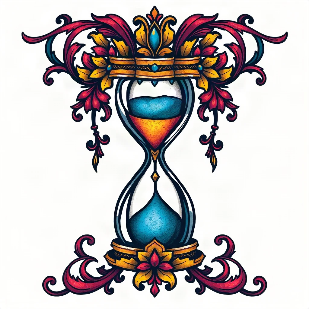 Neo Traditional Hourglass Tattoo