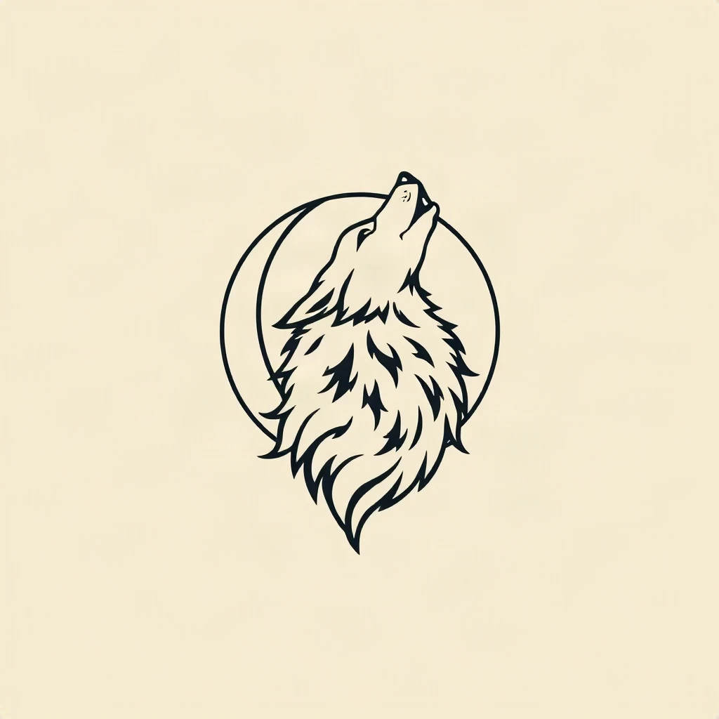 Line Art Wolf Moon Logo