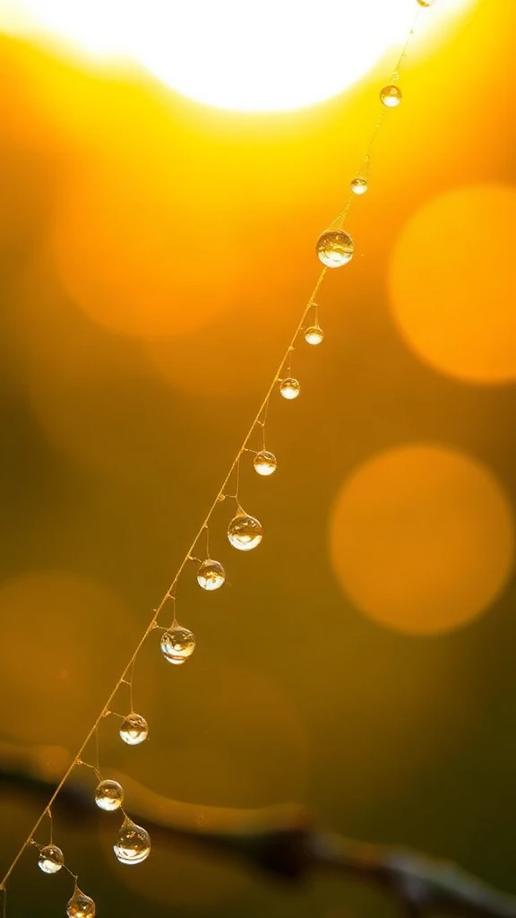 Dewdrop Spider Web Macro Golden