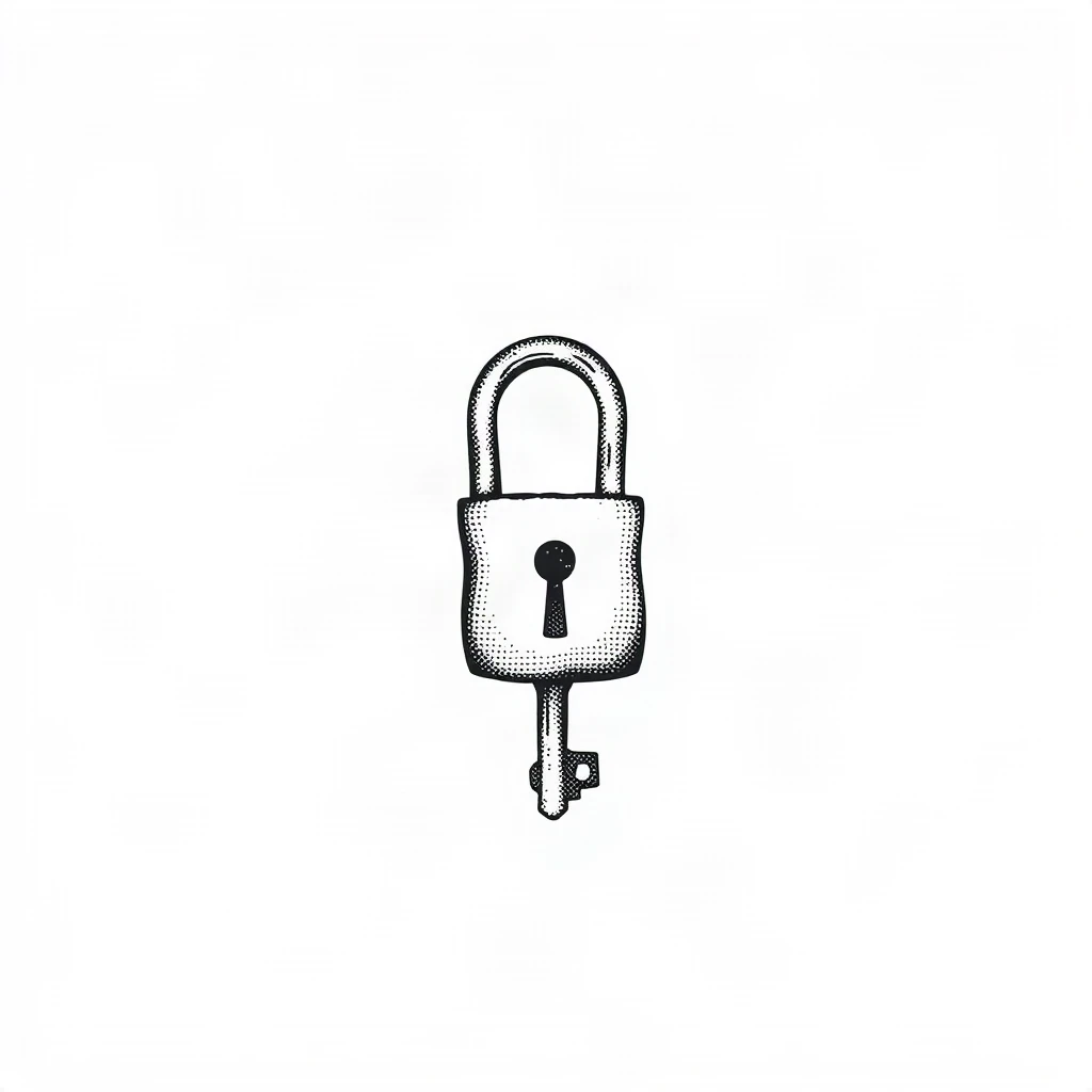 Dotwork Key And Lock Tattoo