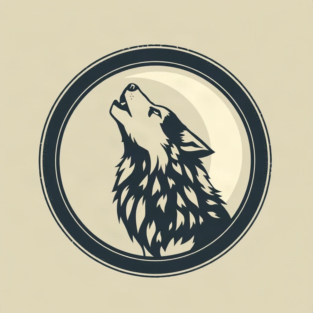 Vintage Badge Wolf Moon Logo