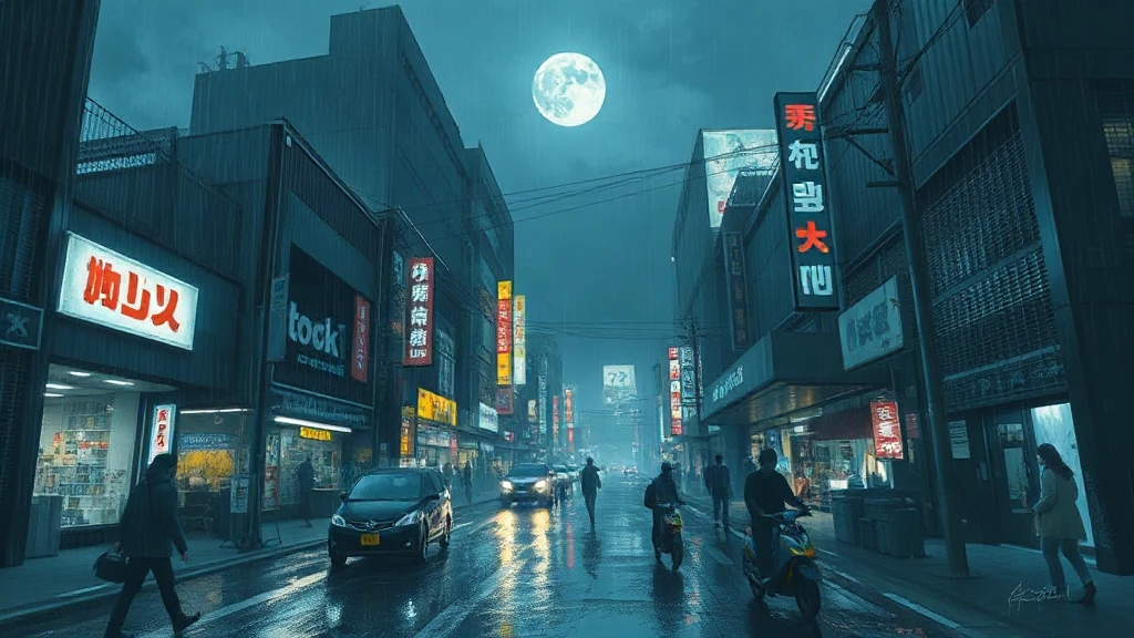 Futuristic Tokyo Street Market In Painterly Sketch