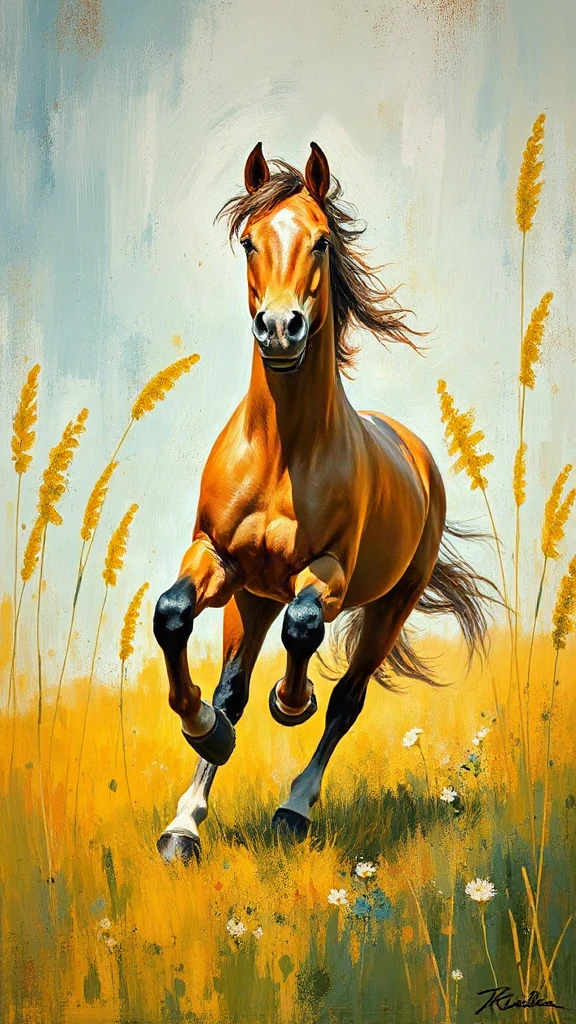 Horse Galloping Across A Acrylic Palette Knife