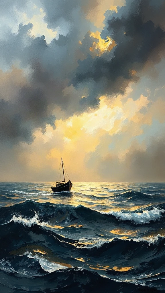 Stormy Sea With A Oil Painting