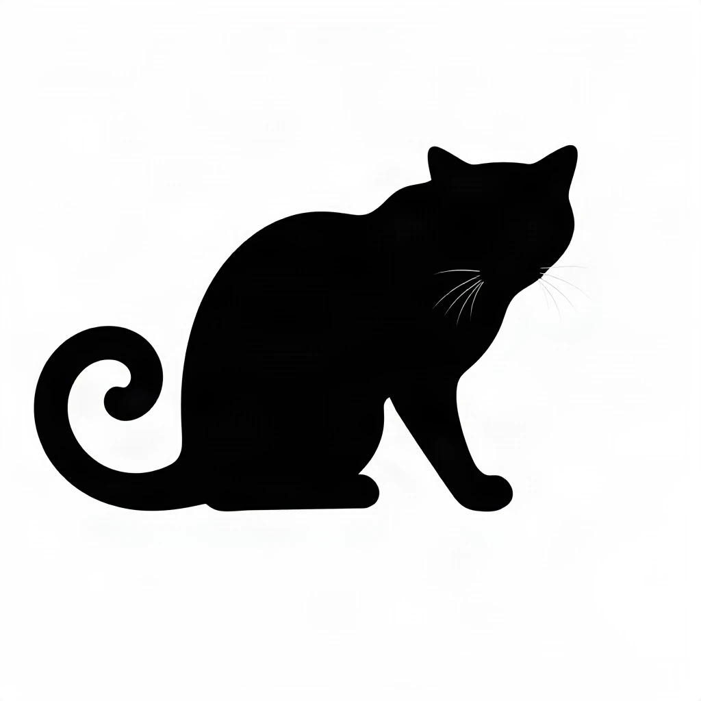 Negative Space Cat Silhouette Logo