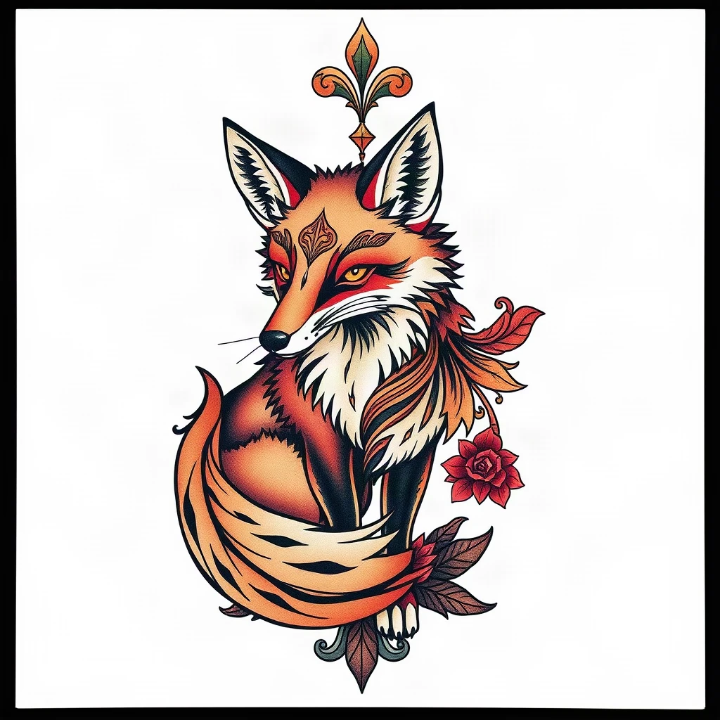 Neo Traditional Fox Tattoo