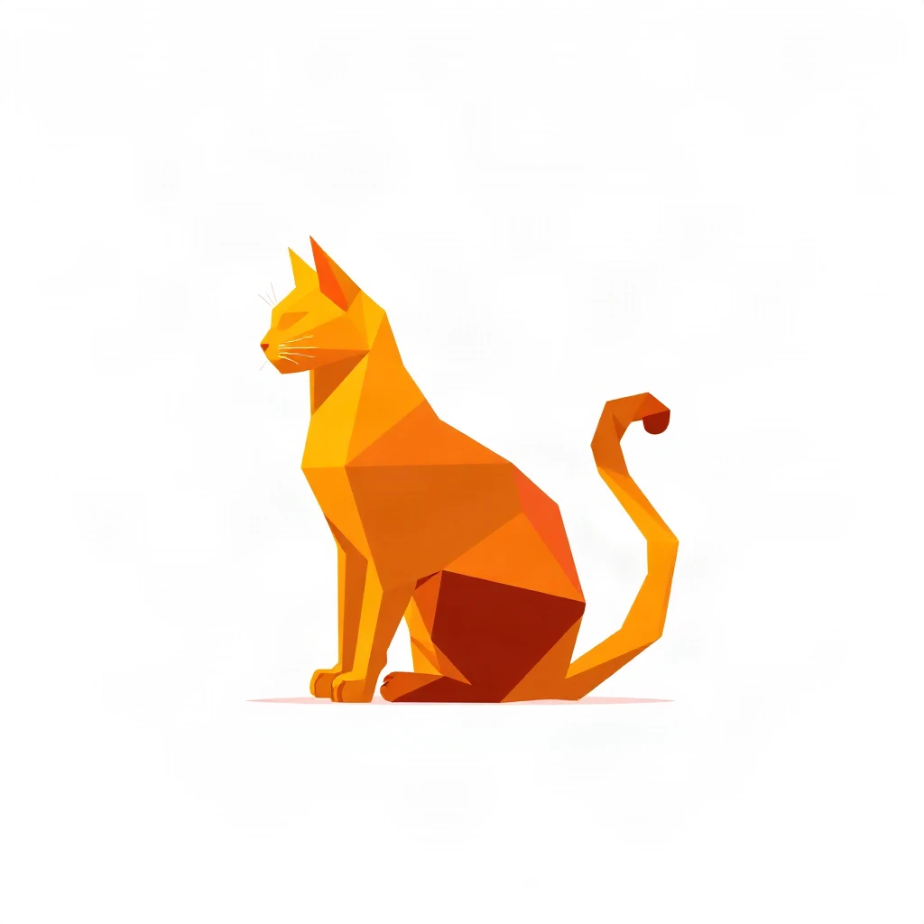 Geometric Low Poly Cat Silhouette Logo